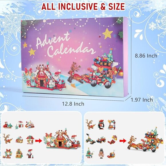 Advent Calendar 24 Days Christmas Countdown Building Blocks Holiday Gifts - Picture 5 of 5